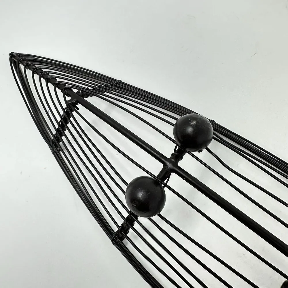 Mid-Century Modern Iron Wire Fruit Basket Canoe Shaped Centerpiece /Catch All